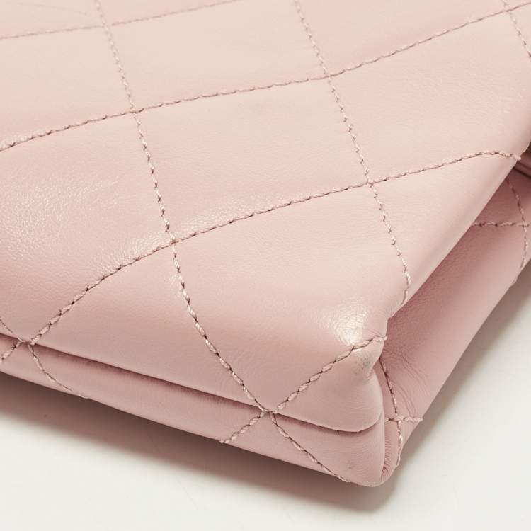 Pre Owned Chanel Logo Strap Pink Quilted Leather Belt Bag