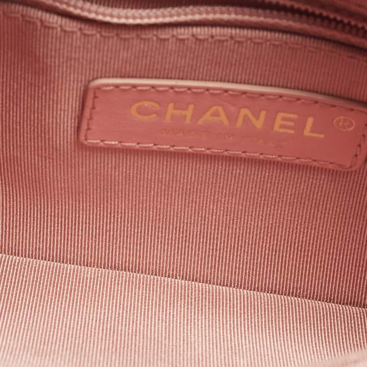 Pre Owned Chanel Logo Strap Pink Quilted Leather Belt Bag