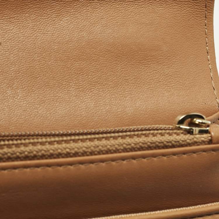 Pre Owned Chanel 19 Brown Quilted Leather Wallet On Chain