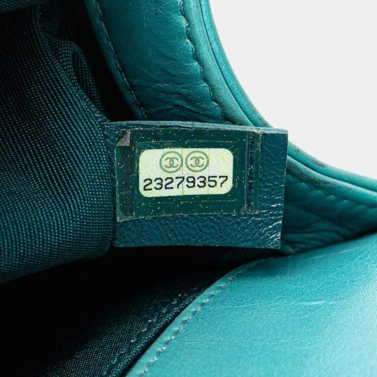 Pre Owned Chanel Blue Small Shearling Boy Flap