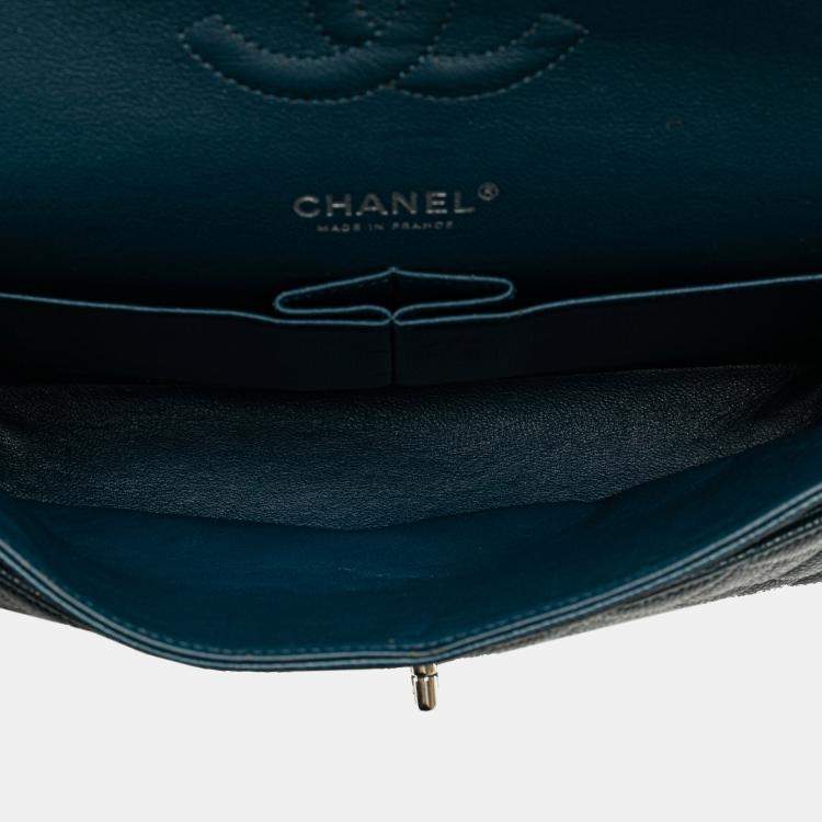 Pre Owned Chanel Blue Medium Classic Caviar Double Flap