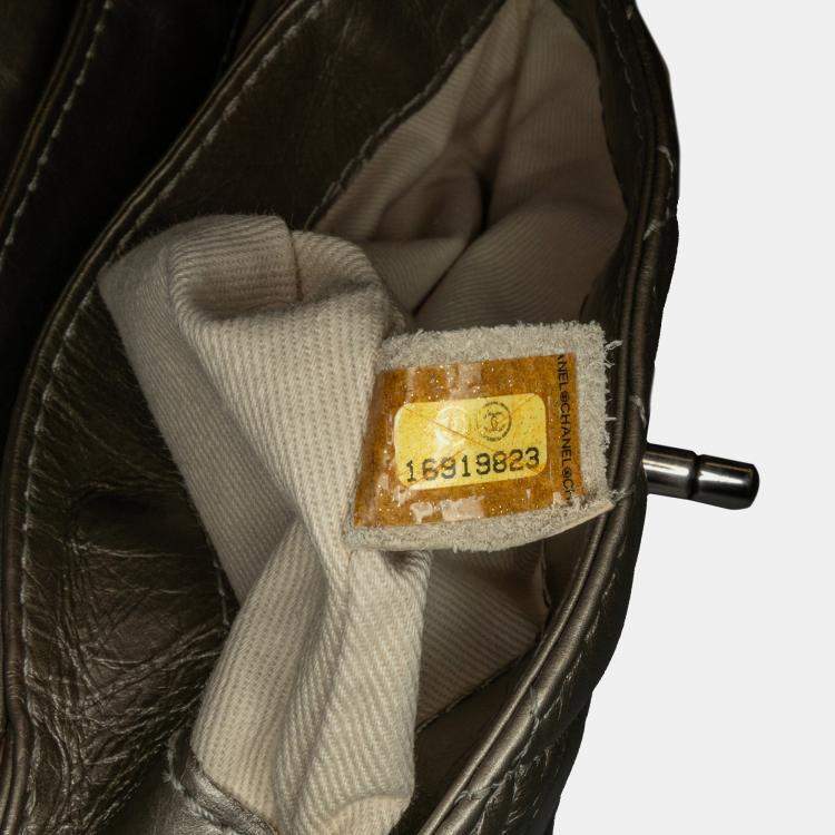 Pre Owned Chanel Brown Mini Quilted Metallic Calfskin Lady Pearly Flap