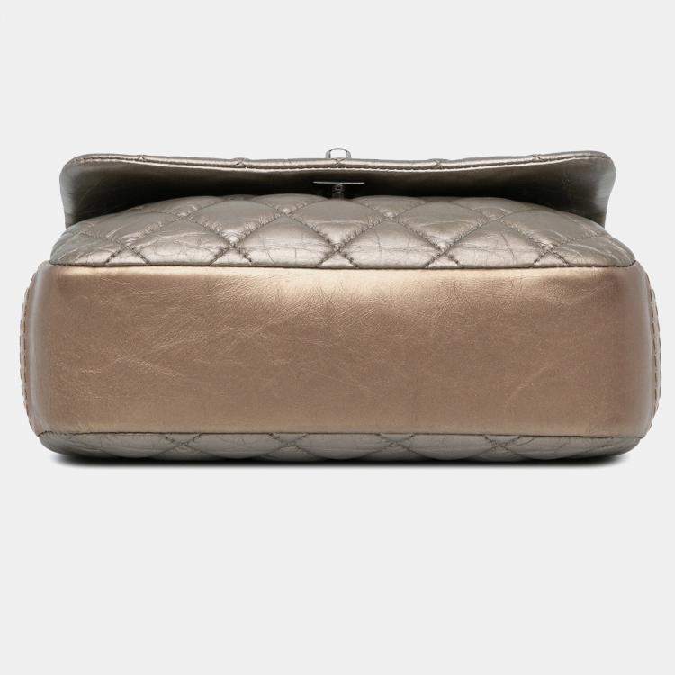 Pre Owned Chanel Brown Mini Quilted Metallic Calfskin Lady Pearly Flap