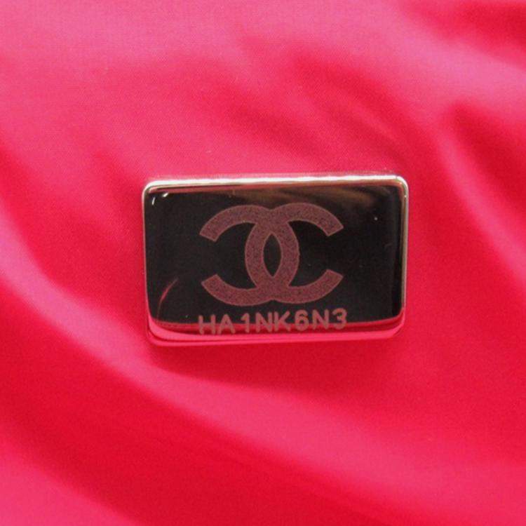 Pre Owned Chanel Pink Printed Nylon Coco Neige Convertible Backpack