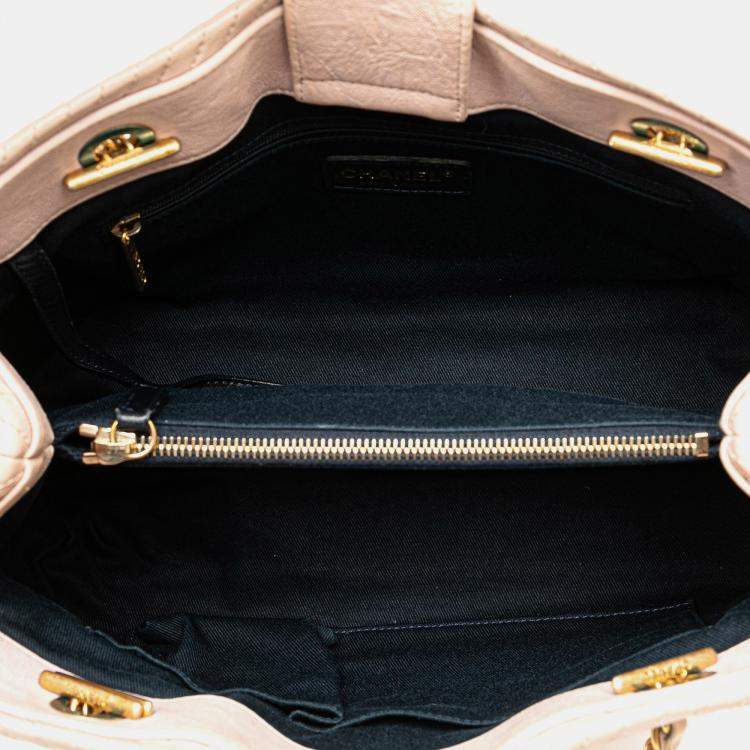 Pre Owned Chanel Pink Large Chevron Calfskin Surpique Tote