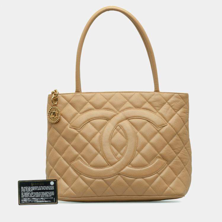 Pre Owned Chanel Brown Caviar Medallion Tote