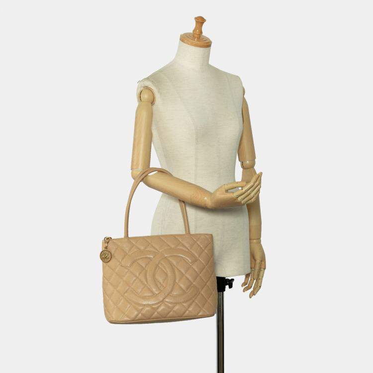 Pre Owned Chanel Brown Caviar Medallion Tote