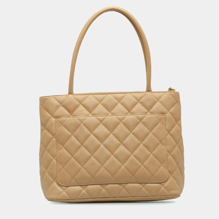 Pre Owned Chanel Brown Caviar Medallion Tote
