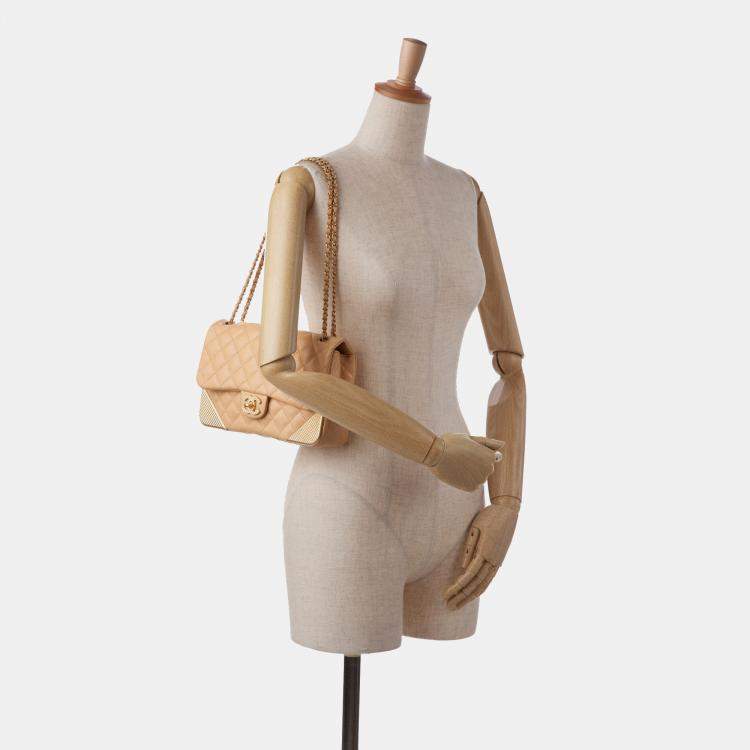 مملوكة مسبقًا Chanel Yellow Medium Classic Lambskin Metal Edge Shoulder Bag