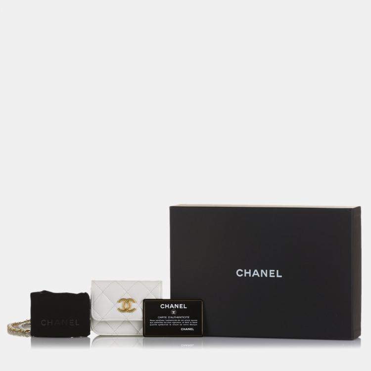 Pre Owned Chanel White Punk Chain Leather Belt Bag