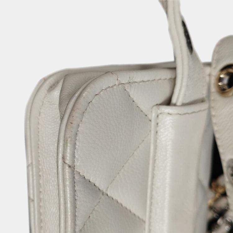 Pre Owned Chanel White Punk Chain Leather Belt Bag