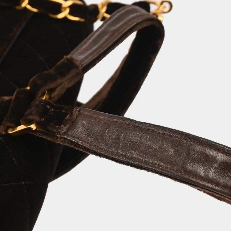Pre Owned Chanel Brown Velvet Chain Backpack