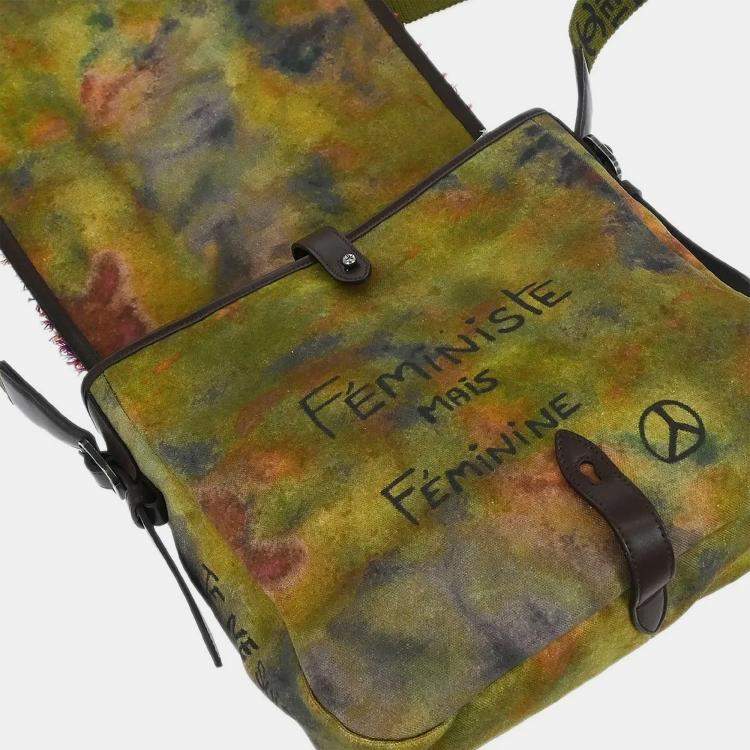 Pre Owned Chanel Khaki Canvas Graffiti On The Pavements Shoulder Bag