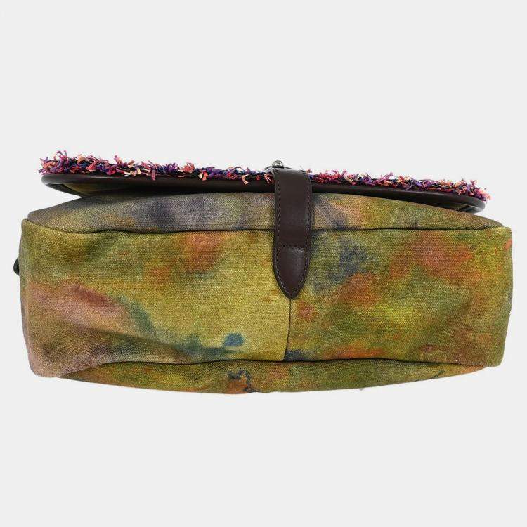 Pre Owned Chanel Khaki Canvas Graffiti On The Pavements Shoulder Bag