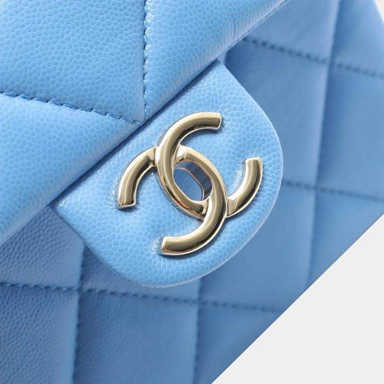 Pre Owned Chanel Retro Twist Mini Blue Leather Shoulder Bag