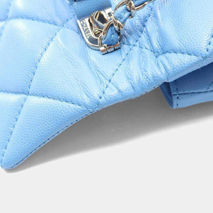 Pre Owned Chanel Retro Twist Mini Blue Leather Shoulder Bag