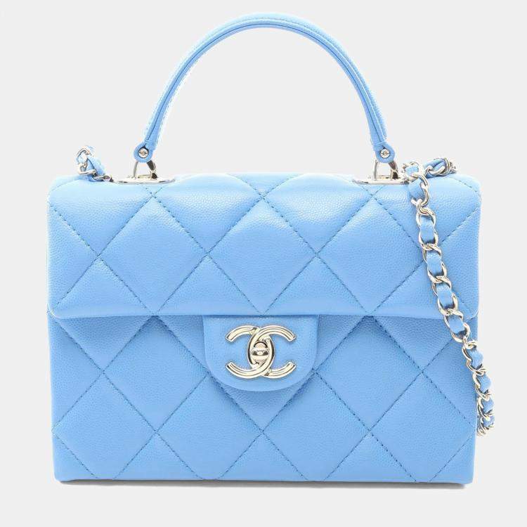 Pre Owned Chanel Retro Twist Mini Blue Leather Shoulder Bag