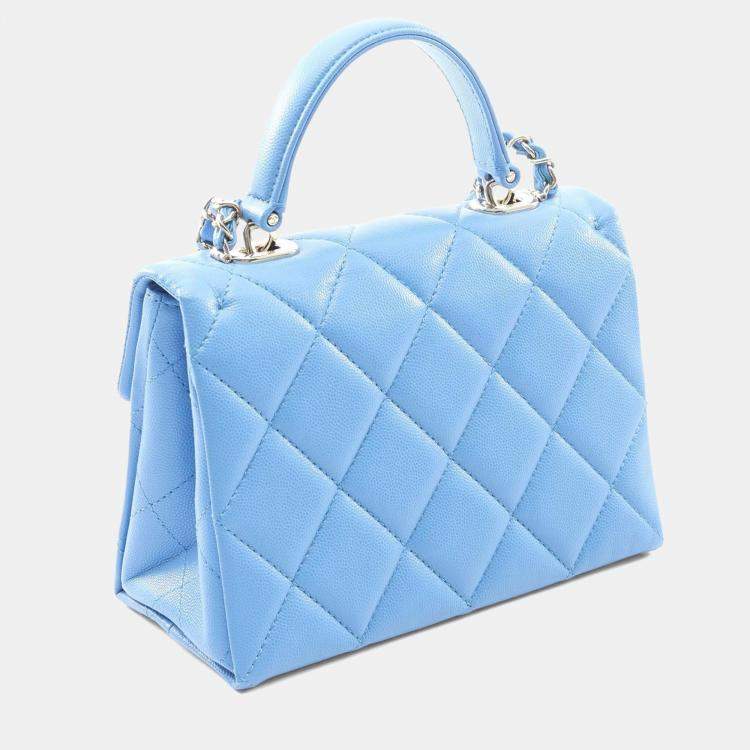 Pre Owned Chanel Retro Twist Mini Blue Leather Shoulder Bag