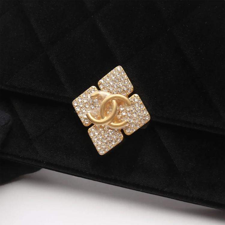 Pre Owned Chanel CC Black Velvet Shoulder Bag