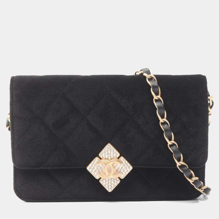 Pre Owned Chanel CC Black Velvet Shoulder Bag