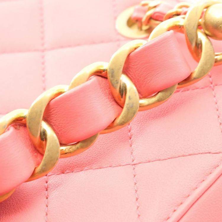 Pre Owned Chanel Vanity Case Pink Tone Lambskin Leather Shoulder Bag
