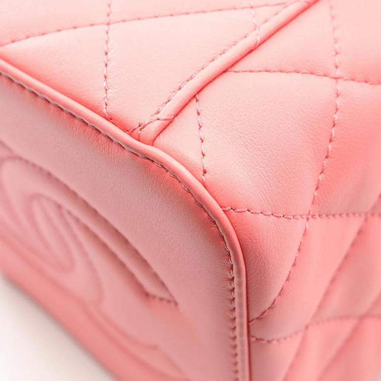 Pre Owned Chanel Vanity Case Pink Tone Lambskin Leather Shoulder Bag