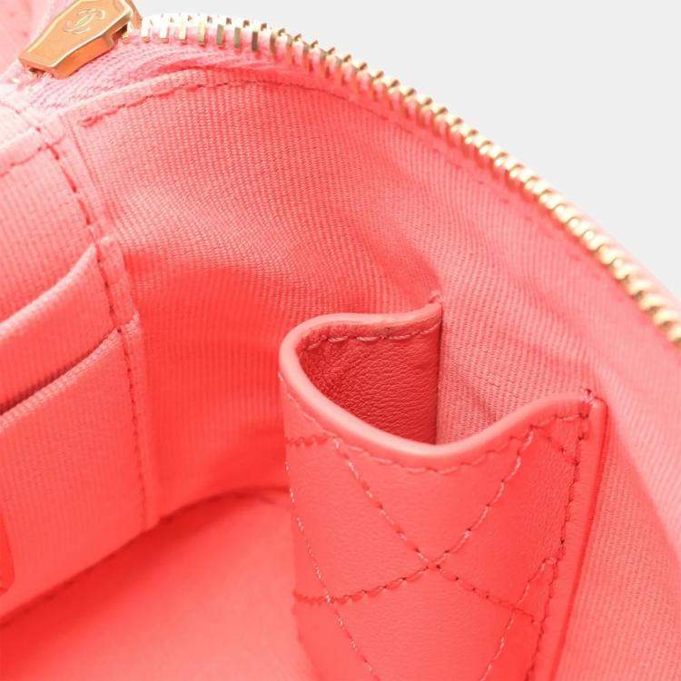 Pre Owned Chanel Vanity Case Pink Tone Lambskin Leather Shoulder Bag
