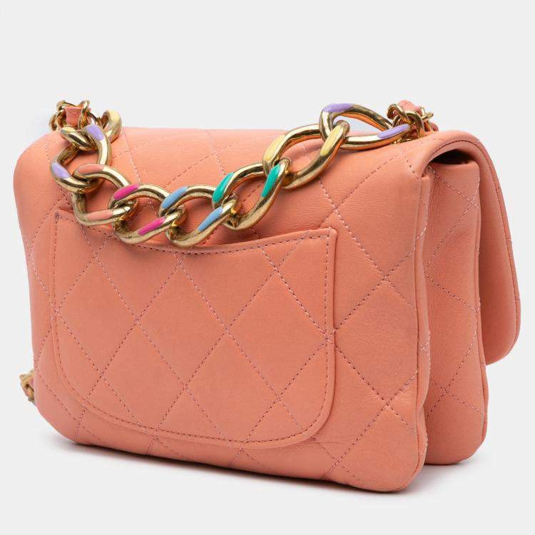 Pre Owned Chanel Pink Small Lambskin Color Match Flap