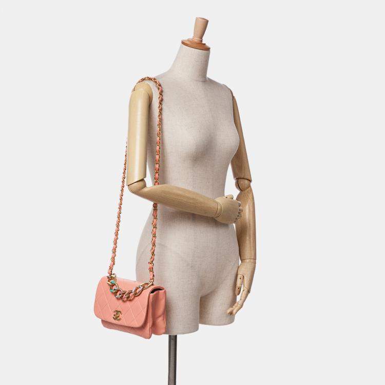 Pre Owned Chanel Pink Small Lambskin Color Match Flap