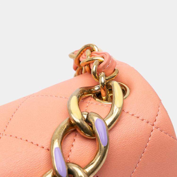 Pre Owned Chanel Pink Small Lambskin Color Match Flap