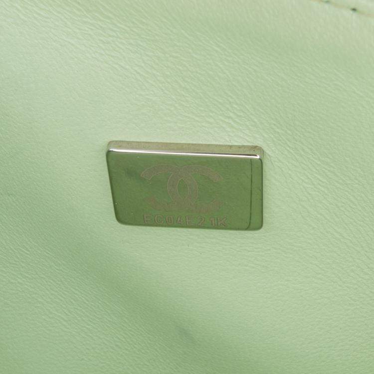 Pre Owned Chanel Green Small Classic Chevron Lambskin Double Flap