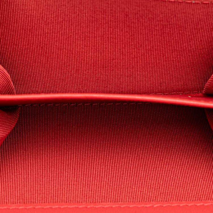 Pre Owned Chanel Red Quilted Lambskin Flap Card Holder on Chain