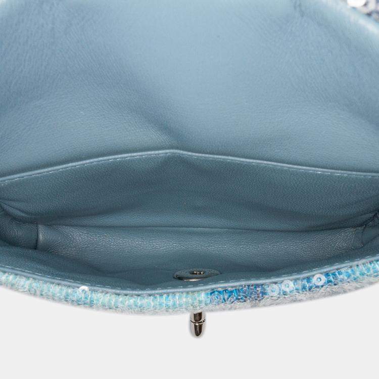 Pre Owned Chanel Blue Mini Sequins and Lambskin Waterfall Backpack