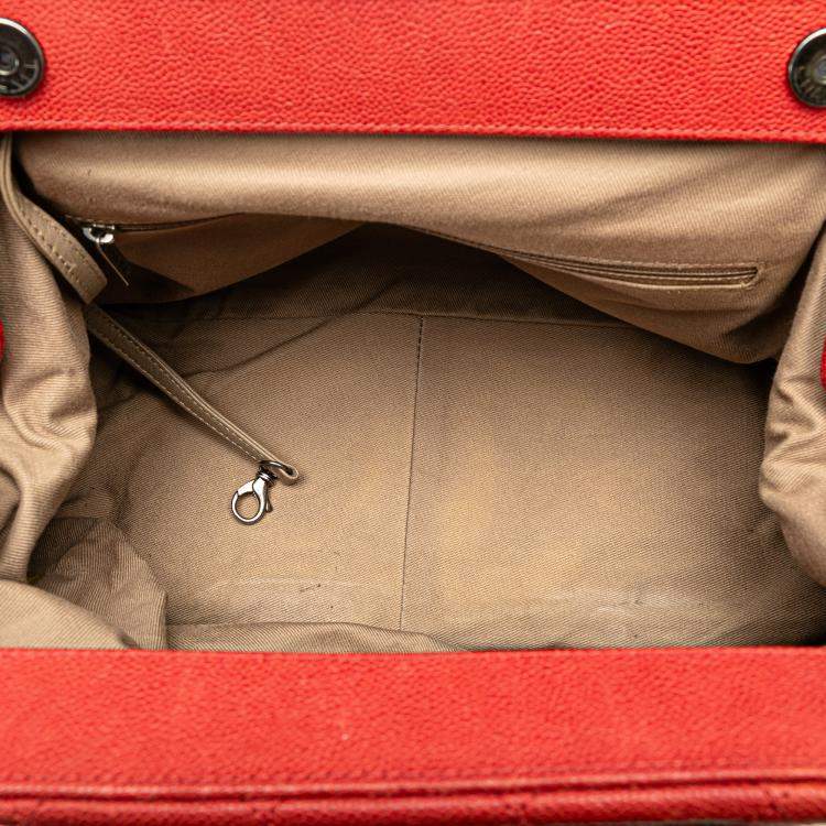 Pre Owned Chanel Red Medium Quilted Caviar Frame Tote