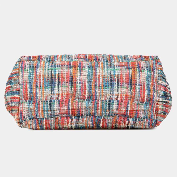 مملوكة مسبقًا Chanel White Nylon Tweed Printed Coco Cocoon Tote