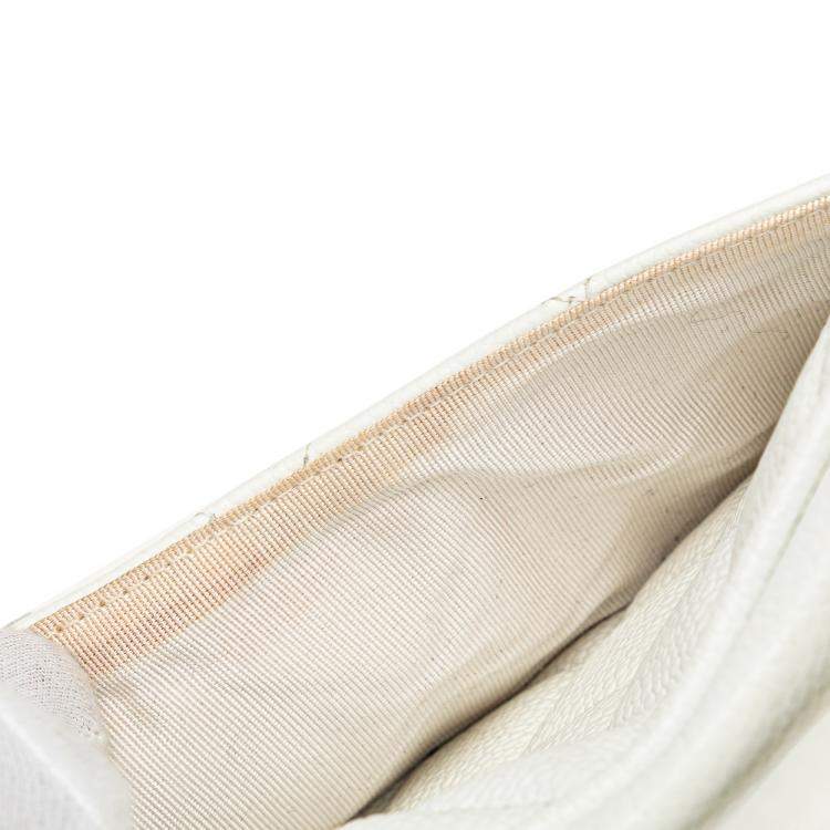 Pre Owned Chanel White CC Quilted Caviar Bowling Bag
