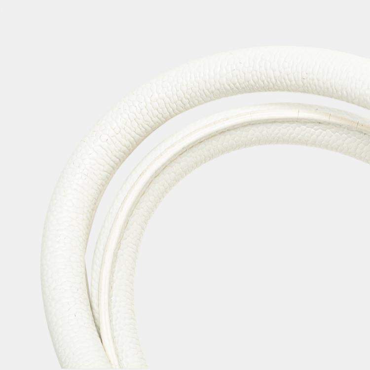 Pre Owned Chanel White CC Quilted Caviar Bowling Bag