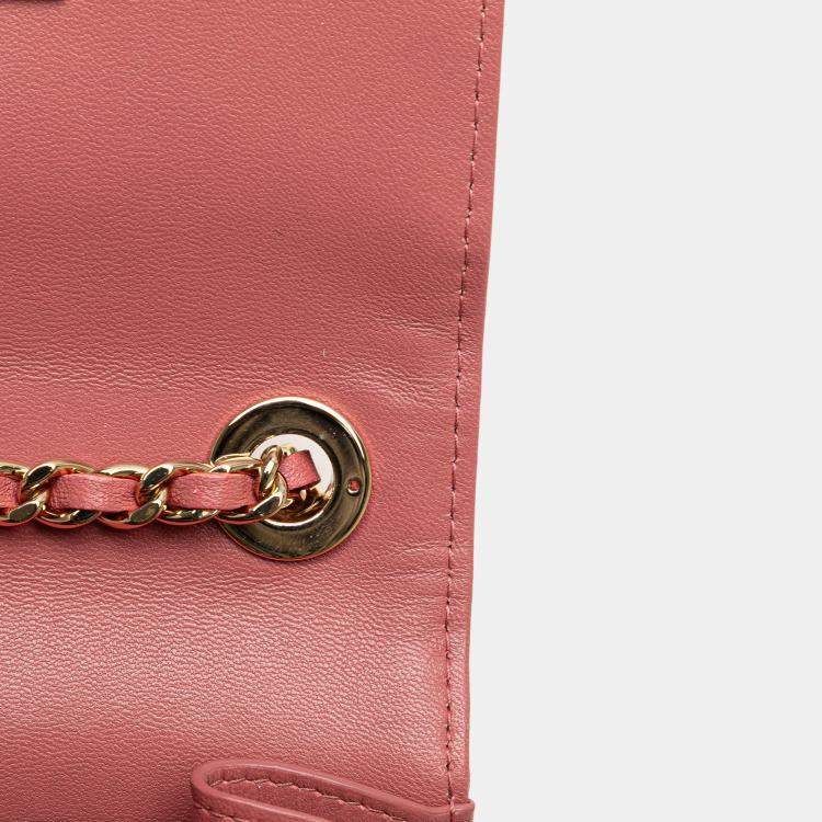 Pre Owned Chanel Pink Mini Chevron Lambskin Trendy CC Chain Wallet