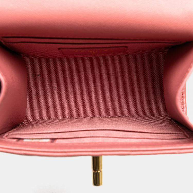 Pre Owned Chanel Pink Mini Chevron Lambskin Trendy CC Chain Wallet