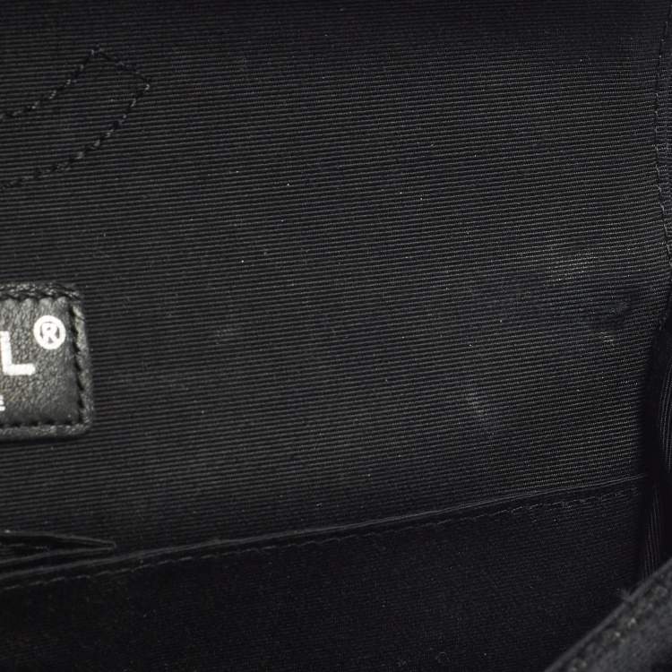 Pre Owned Chanel Classic Double Flap Medium Black Quilted Canvas and Sequins Flap Bag