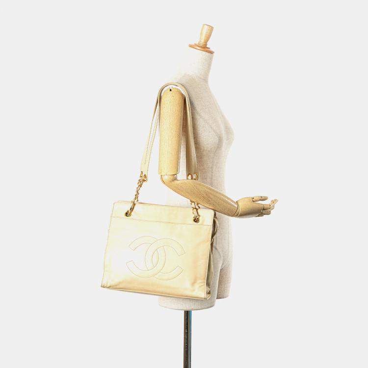 Pre Owned Chanel Brown CC Lambskin Chain Tote