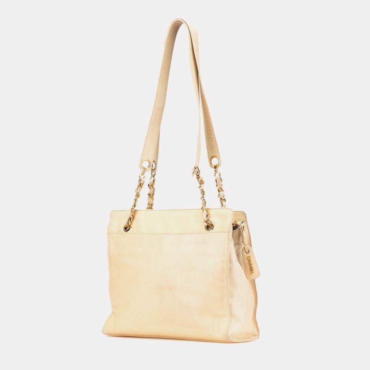 Pre Owned Chanel Brown CC Lambskin Chain Tote