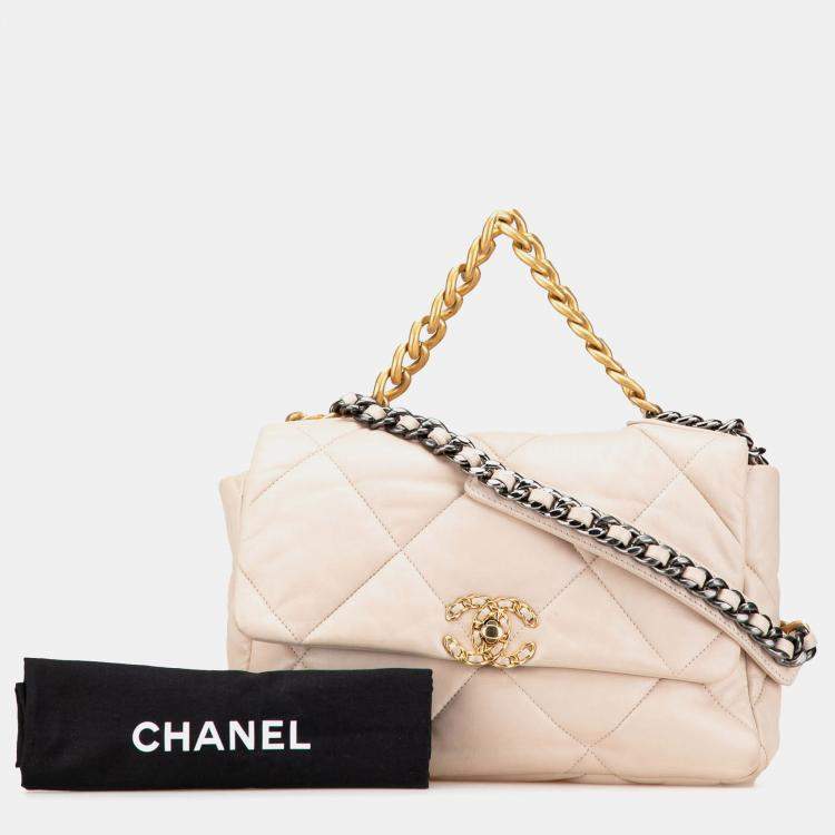 Pre Owned Chanel Brown Large Lambskin 19 Flap