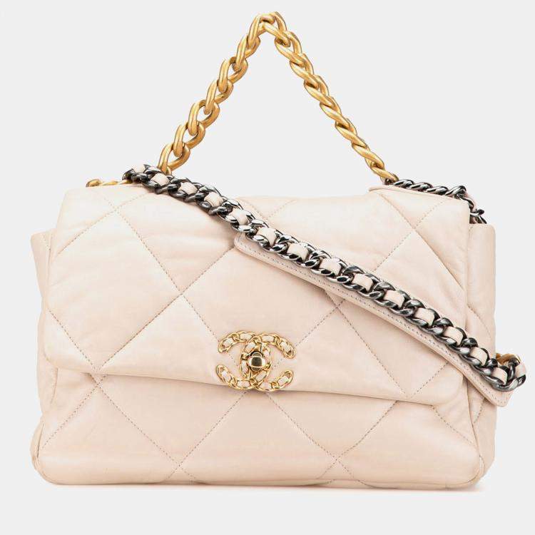 Pre Owned Chanel Brown Large Lambskin 19 Flap