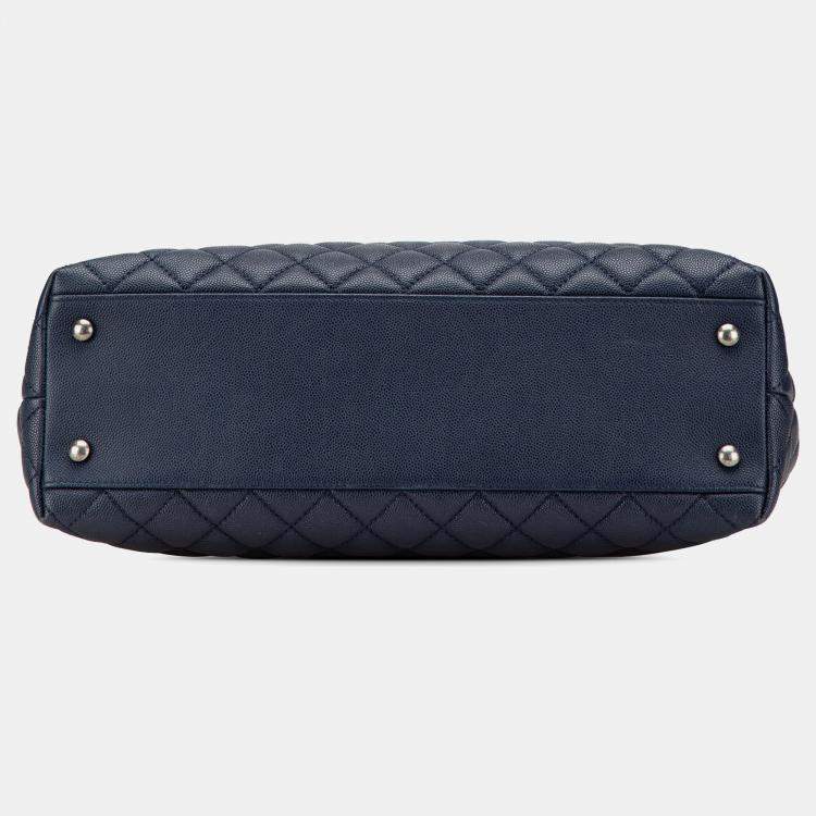 Pre Owned Chanel Blue Large Caviar Coco Top Handle Bag