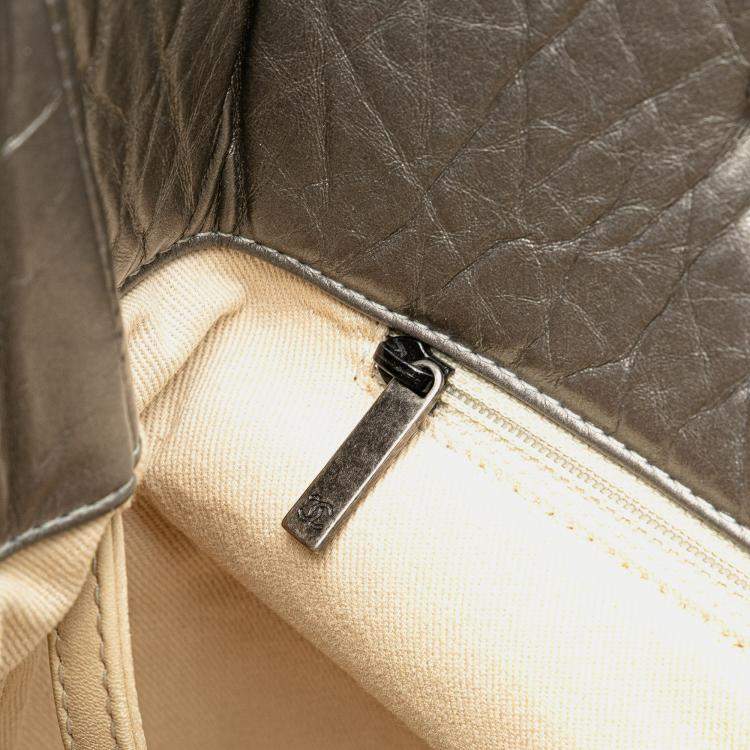 Pre Owned Chanel Silver Reissue 2.55 Quilted Aged Calfskin Tote