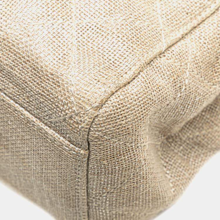 مملوكة مسبقًا Chanel Brown CC Stitched Linen Chain Tote