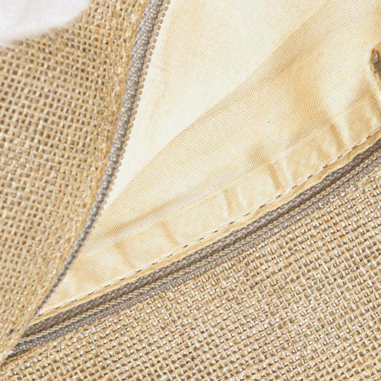 Pre Owned Chanel Brown CC Stitched Linen Chain Tote