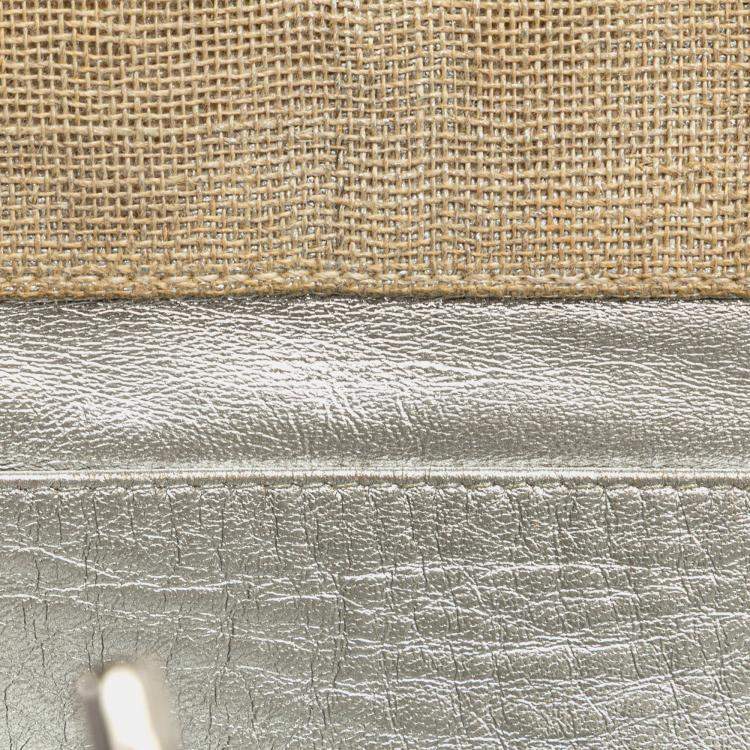 Pre Owned Chanel Brown CC Stitched Linen Chain Tote