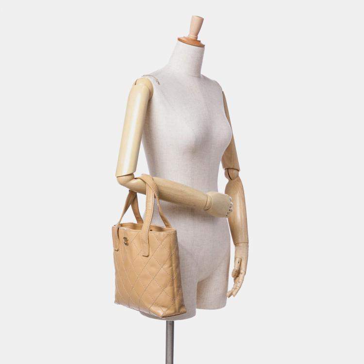 Pre Owned Chanel Brown CC Wild Stitch Calfskin Handbag